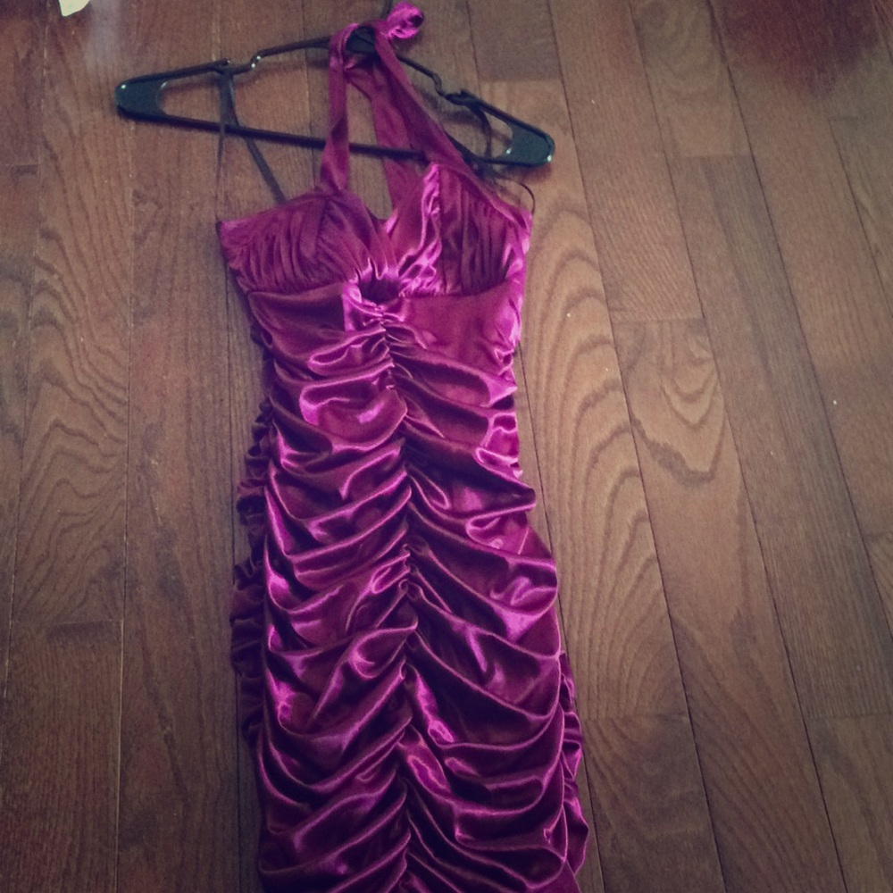 Magenta Party Dress, Super flattering! Halter top